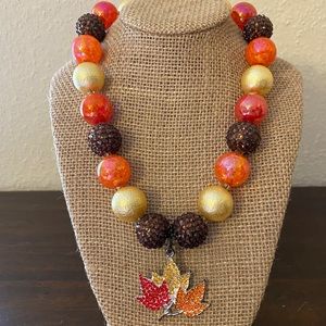 Fall leaf bubblegum necklace